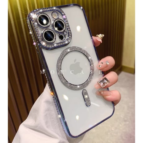 【iPhone16】MagSafe対応ジュエリー iphone15/14proケース  キラキラ レンズフィルム付アイフォン13/12/11カバー  綺麗 高品質 ガールズに超人気 [M3321]