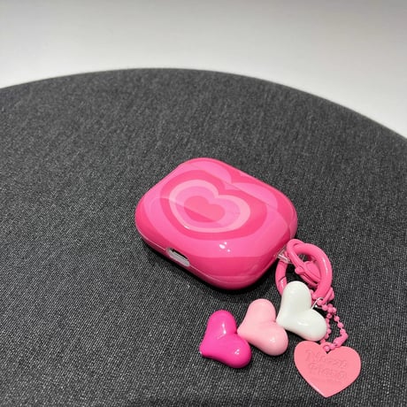 大人可愛い Airpods 4 ケース ハート柄 チャーム付  ピンク AirpodsPro3/2/1カバー  Airpods3/2  女子力高い[M4697]