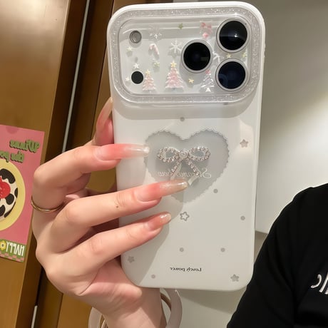 ジュエリーリボン iPhone17/17Proケース ラメ入り 韓国っぽい iPhone17promax/16/15カバー キラキラ オシャレ  大人可愛い [M5704]