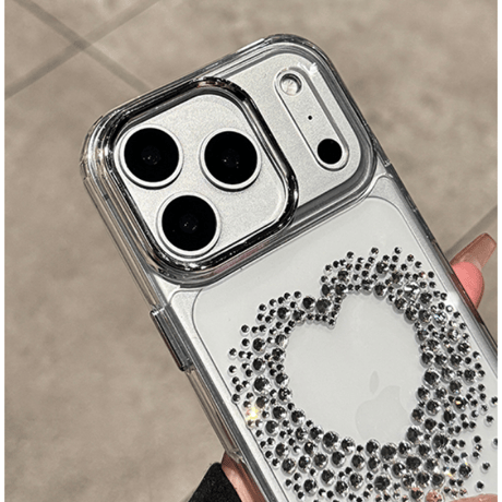 ダイヤハート iPhone17/17ProMaxケース 高透明 iPhoneAir/17Pro/16Proケース おしゃれ 輝く キラキラ 丈夫[M5721]