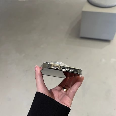 ハートダイヤグリップ iPhone15/15proケース  ミラー iPhone14/13pro/12ケース 女子力アップ オシャレ 便利[M3906]