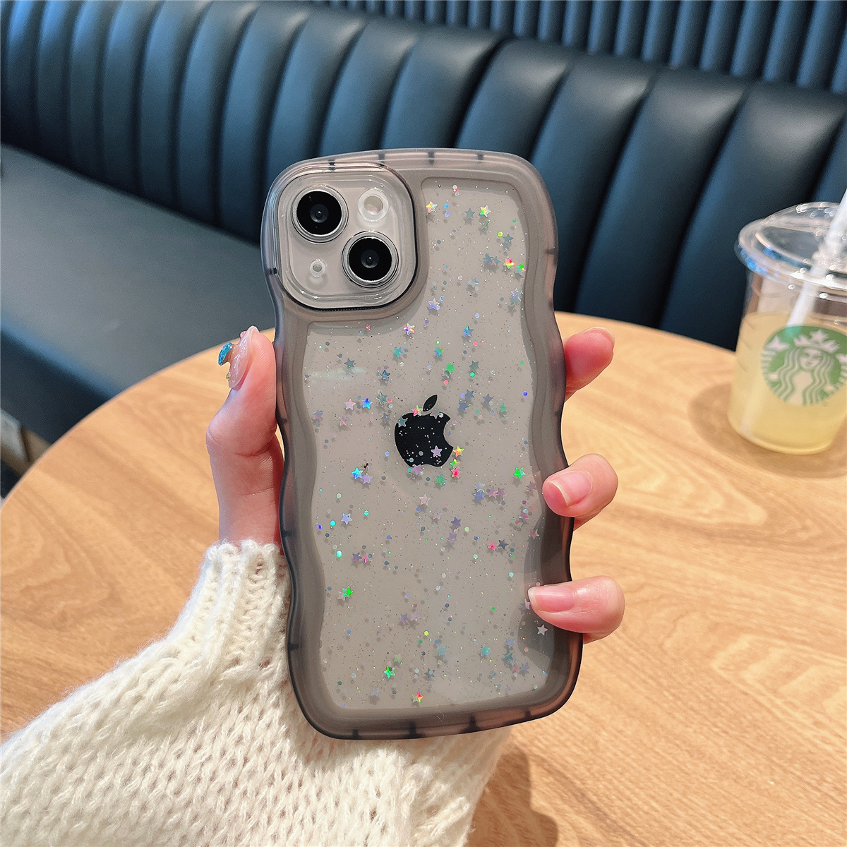 うねうね iPhone15/15proケース キラキラグリッター入り iPhone14pro/