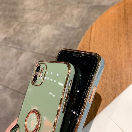 スマホリング付 iphone11/12promaxケース 金色枠ツヤありアイフォンSE2/XSMAXカバー スタンド機能付 落下防止 頑丈耐久性耐衝撃 M300