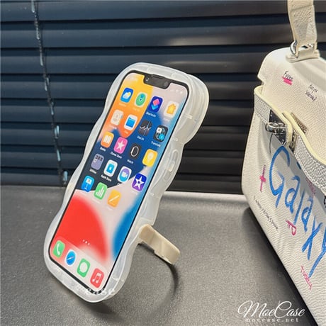 スタンド付波紋枠 iPhone13/14ケース 指紋防止マットクリア アイフォン12pro/11カバー シンプル 黄ばまない 頑丈 男女向け[M2987]