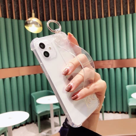 ベルト/リング一体型 iphone13/12miniケース   透明系 四角耐衝撃  iphoneSE2/11proカバー  多機能 スタンド  シンプル風 使いやすい[M1651]