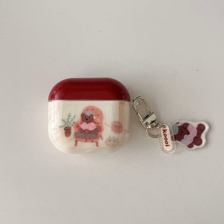 Bear Airpods 4ケース 熊キーホルダー Airpods3/2カバー Airpodspro2/pro リング めっちゃ可愛い[M5016]