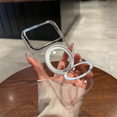 高透明 iPhone17pro/16promaxケース MagSafeリングスタンド iPhone15/14pro/13promax/12ケース シンプル 黄ばまない 高機能[M4100]