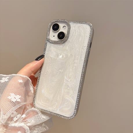 高級感 iPhone16pro/16カバー ダイヤデコライン ラメ入り iPhone15promax/14/13/12ケース 女子に人気[M5391]