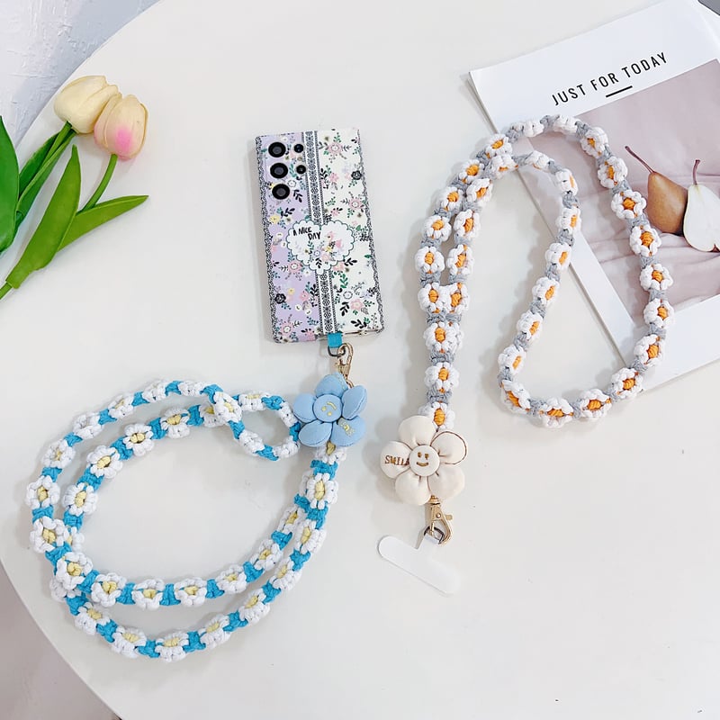 花ニットストラップ 首掛け かわいい 全種類対応 ギフトにおすすめ