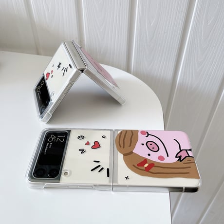 Galaxy z flip3 ケース  可愛いpig さりげないお揃い ギャラクシーzフリップ  5Gカバー キュート  クリア[M1855]