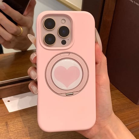 ハート柄マグネットリング iPhone16pro/16ケース 高品質シリコン アイフォン15/14pro/13/promaxカバー 耐衝撃丈夫 ワイヤレス充電 スタンド[M4953]