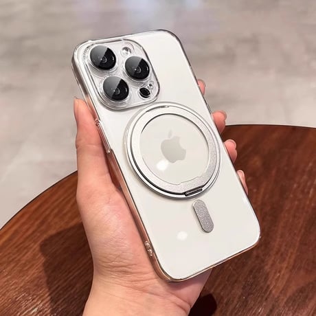 Magsafeリングスタンド一体 iPhone16Pro/16ProMaxケース 高品質高機能 iPhone15Pro/14/13ケース 飽きないデザイン メッキ レンズ保護 [M4773]