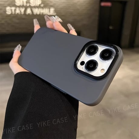 指紋防止 iphone15/15proケース  高級感 iphone14/13/12Proカバー  金属製カメラフレーム薄型 耐衝撃 [M3559]