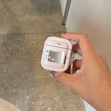 Airpods 4(第四世代)ケース 鏡付き豚  めっちゃ可愛い AirpodsPro2/Pro1カバー  エアポッズ3/2 カラビナ付き ギフトに最適[M4688]