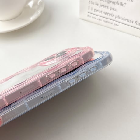 淡色 ミラー iPhone17/16Proケース パステルカラー iPhone15promax/14/13カバー うねうねライン [M5560]
