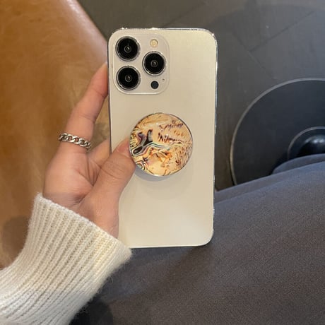 大理石調 ガラス スマホグリップスタンド  かわいいオシャレ 粘着タイプ 個性ファッション 全機種対応 ギフトにおすすめ[M2600]