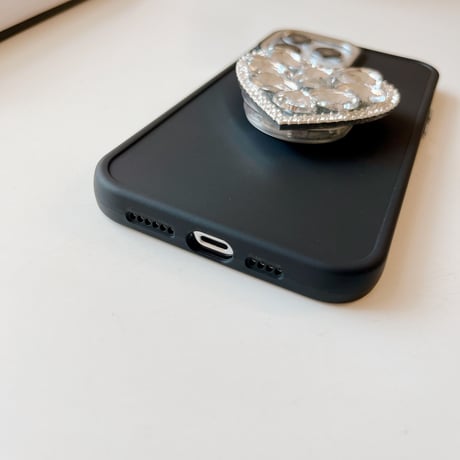 ハートダイヤモンドgrip iPhone15/14proケース おしゃれ アイフォン13/12/11ケース キラキラ スタンド機能 ガールズに人気[M2883]