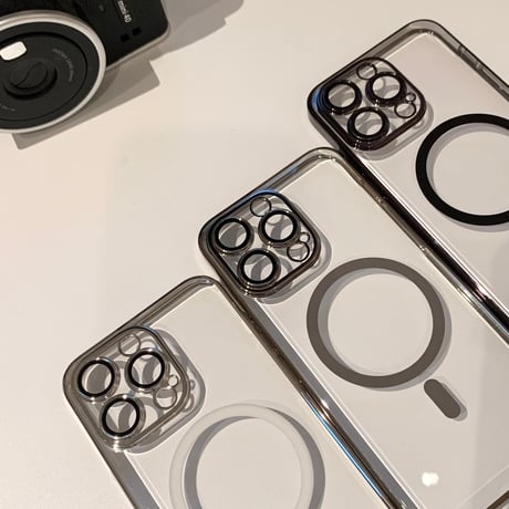 高透明 Magsafe対応iPhone15pro/15promaxケース ナチュラル/ブルーチタニウムに iPhone14Pro/13proクリアケース  黄ばまない 高級感[M3927]