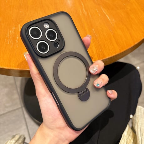 指紋防止 iPhone16Pro/16Promaxケース 360度回転スタンド MagSafe iPhone15pro/14proカバー 丈夫 デザートチタニウム[M4653]