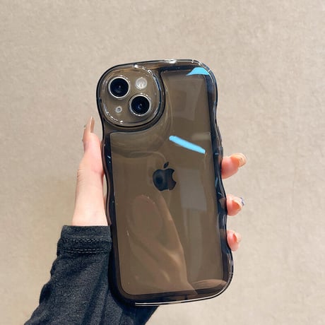 うねうね iPhone15/15proケース 高透明 ウェーブ型クリアケース 光沢 大人可愛い 落下防止[M3483]