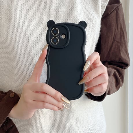 耳付 シリコン iPhone16pro/16plusケース うねうね iPhone15pro/14/13proカバー シンプル 可愛い [M4972]