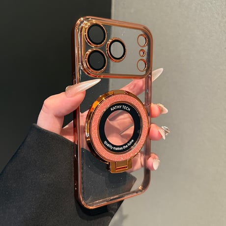 キラキラスマホリング兼スタンド iPhone17Pro/17ProMaxケース  MagSafe対応 綺麗iPhone16pro/15/14/13Proクリアカバー ラメ入り [M3744]