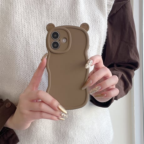 耳付 シリコン iPhone16pro/16plusケース うねうね iPhone15pro/14/13proカバー シンプル 可愛い [M4972]