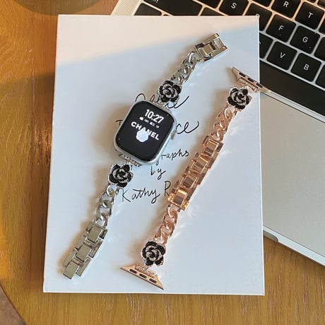 高級感花 Applewatch series10/9バンド オシャレ金属製 アップルウォッチseries 8 7 6 5 4 3 2 SE Ultra 艶感 セレブ愛用[M5341]