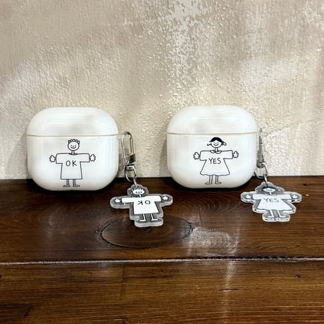 ペア AirpodsPro3ケース  女の子/男の子 Airpods4/3カバー pro2/Pro1ケース 可愛いキーホルダー付 お揃いコーデ[M6220]