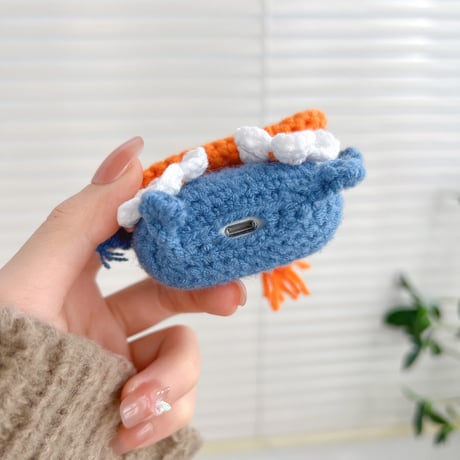 花ニット大きい口 Airpods第4世代/Pro2ケース  メガネ かわいい airpods3カバー  超キュート ギフトにおすすめ [M2411]