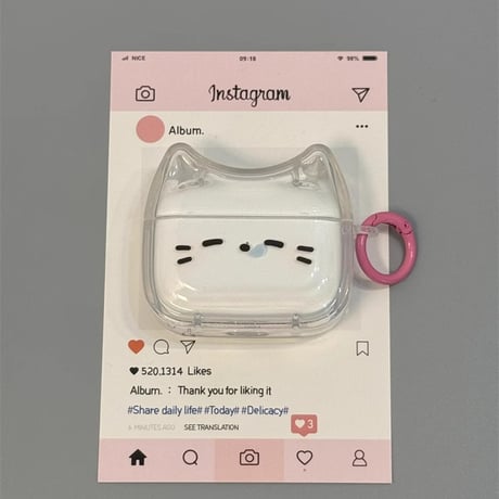 耳付 猫柄 Airpods 4ケース 透明 Airpodspro2/proカバー リング付 Airpods第3/2世代 かわいい プレゼントにおすすめ[M5056]