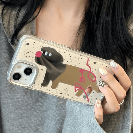 Dog ミラー iPhone15/15proケース 可愛い アイフォン14/13pro/12ケース 便利 女子力アップ ギフトに最適[M3883]