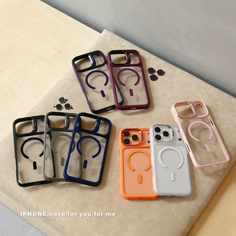 隠れ金属スタンド付 iPhone17ProMax/17ケース レンズフィルム付き iPhone17Pro/Air/16ケース MagSafe対応 高品質高級感 [M5973]
