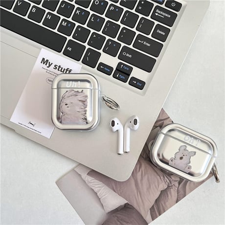 【Airpods4】犬ちゃん AirPodsPro2/Airpods3ケース シルバーカラー airpods3/2ケース かわいい ギフトにおすすめ[M3920]