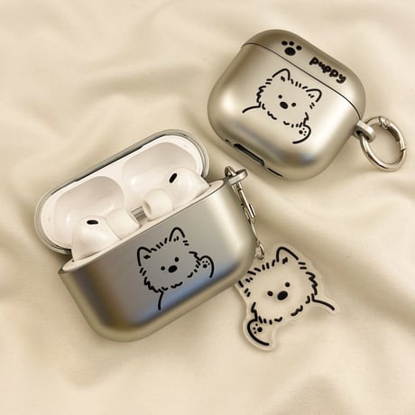 メッキ Airpods Pro3ケース ワンちゃん Airpods4/3カバー pro2/pro1 リング/キーホルダー ギフトにおすすめ[M6349]