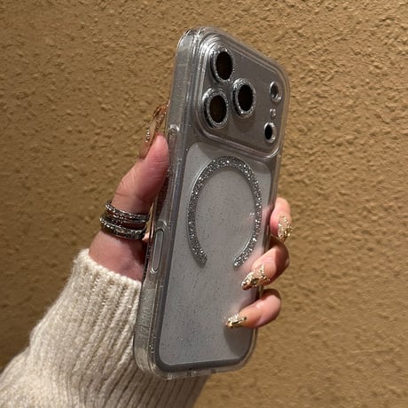 キラキラレンズカバー iPhone17/17プロケース MagSafe対応 ラメ iPhone17Promax/16Pro/15ケース クリアケース 耐衝撃頑丈[M6053]