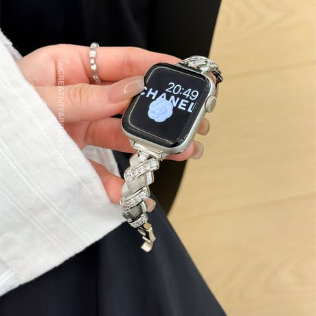 エレガント AppleWatchバンド ダイヤデコ 高品質高級感 アップルウォッチ10/9 ベルト Ultra3/2/1 Series 10/9/8 SE3/2/1 金属 [M5537]