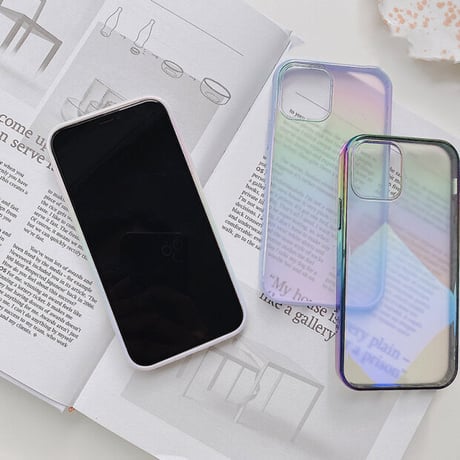 オーロラに光る iphone14/14proケース カラー枠 おしゃれクリアiphone13/12カバー  ツヤあり キラキラ 変色 頑丈M321