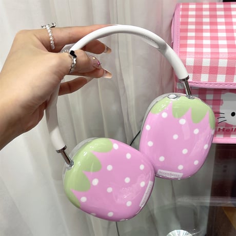 ストロベリー AirPodsMaxカバー ピンク エアーポッズ マックス専用ケース かわいい 耐久性あり 女子力アップ[M4177]