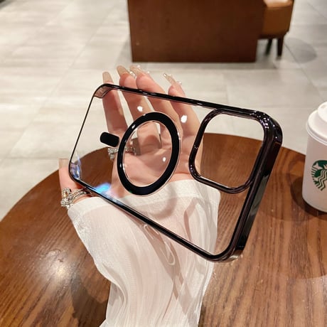 メッキクリア iPhone15Pro/15ProMaxケース  MagSafe高品質 耐久性 黄ばまない iPhone14/12/13Proカバー 軽量[M3532]