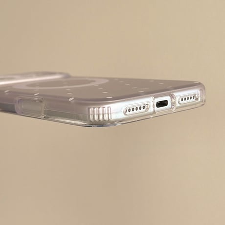 ミラー付花グリップ iPhone17pro/17ケース MagSafe対応 iPhone16/15promax/14ケース レザーストラップ ラベンダーに合う[M6097]