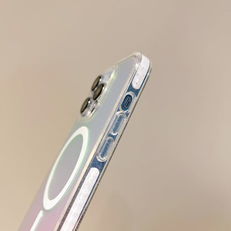 光る iPhone15/15proケース Magsafe対応 iPhone14promax/13proケース 光によって変色 キラキラ[M4497]