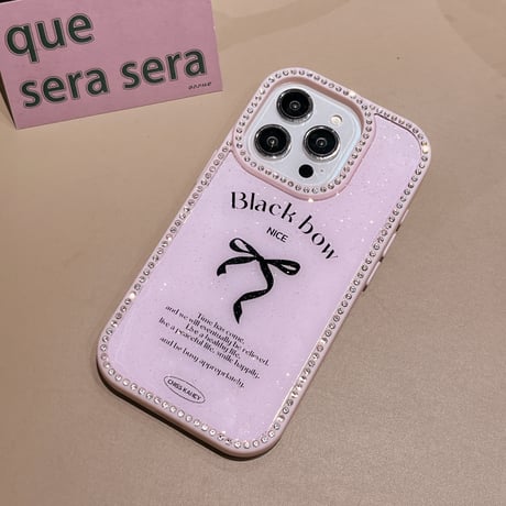 ジュエリー iPhone16/16proケース リボン柄 iPhone15Pro/14/13proカバー 可愛い キラキラ 女子力アップ [M4988]