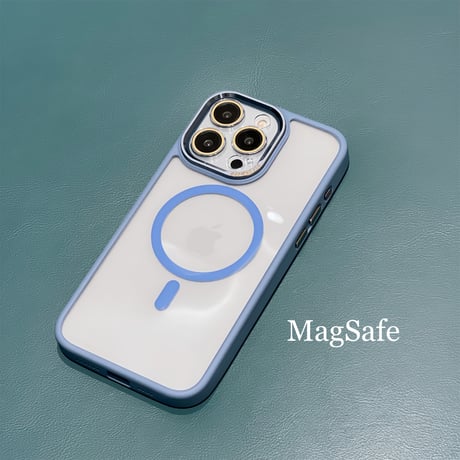 黄ばまないMagSafe iPhone15pro/15promaxケース ガラスレンズフィルム付 iPhone14Pro/13proケース  シンプル高級感 金属ボタン [M3824]