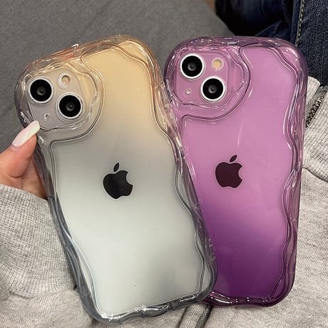 グレー/パープル iphone13/14ケース  高透明グラデーション アイフォン12pro/11カバー  お揃い 耐衝撃 男女向け プレゼントにおすすめ[M2977]