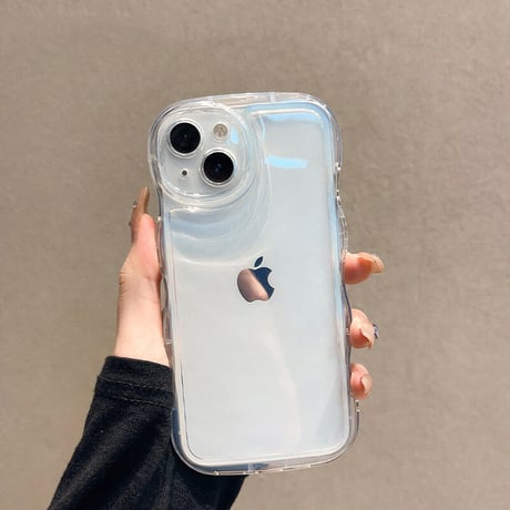 うねうね iPhone15/15proケース 高透明 ウェーブ型クリアケース 光沢 大人可愛い 落下防止[M3483]