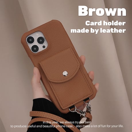 ICカード収納 iPhone14/15Proケース ショルダー付き アイフォン13mini/12/11カバー 革製 高品質 シンプル 便利[M2696]
