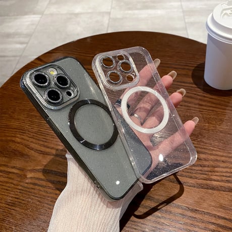 キラキラMagsafe iPhone15/15promaxケース ラメ入り 黄ばまない iphone14pro/13/12ソフトカバー 存在感抜群[M4073]
