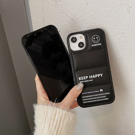 ダウン 笑顔iPhone14pro/14plusスマホケース にこちゃん Keep Happy アイフォン13/12/11proカバー ファッション 高品質 男女兼用 プレゼントに最適 [M2587]