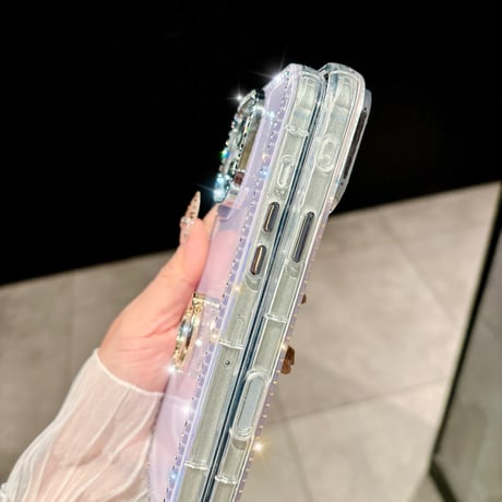 リング付 iPhone16pro/16ケース ダイヤデコ iPhone15promax/14/13カバー キラキラ おしゃれ 可愛い [M5430]